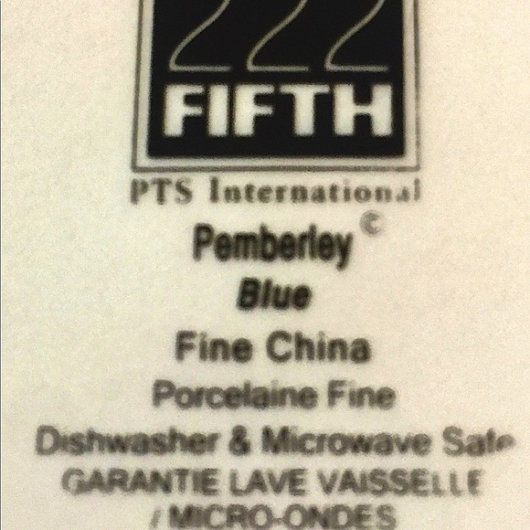 222 FIFTH PEMBERLEY BLUE APPETIZER BOWL PORCELAIN NEW - Picture 9 of 9